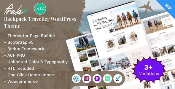 Prala - Backpack Traveler Blog Elementor WordPress Theme