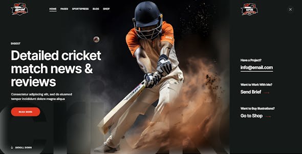 Spin - Cricket Team Sports WordPress Theme + AI