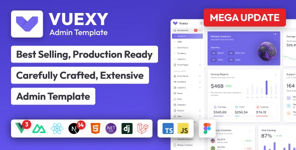 Vuexy - Vuejs, Nuxt, Next.js, HTML, Laravel, Asp.Net & Django Admin Dashboard Template