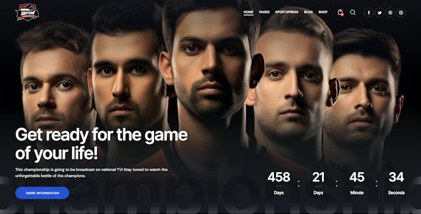 Spin - Cricket Team Sports WordPress Theme + AI