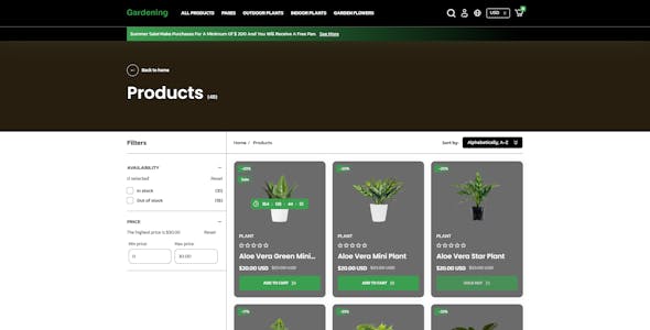 Gardening - MultiPurpose Plant Store Shopify 2.0 Store