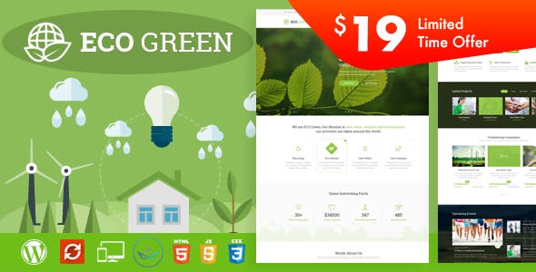 Eco Green - WordPress Theme for  Environment and Renewable Energy Company