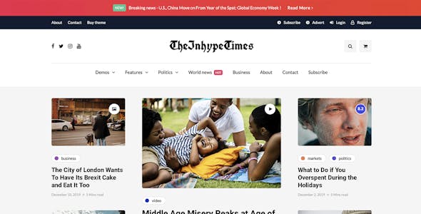 InHype - Blog & Magazine WordPress Theme