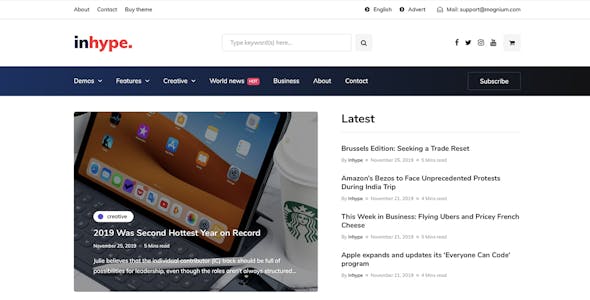 InHype - Blog & Magazine WordPress Theme